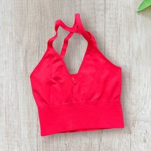 NWOT Free People good karma crop top in hot pink, size XS/S